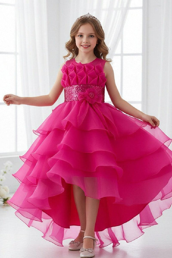 Ball Gown Scoop Neck Sleeveless High-Low Organza Flower Girl Dresses 1029094351500