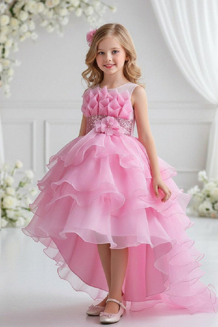 Ball Gown Scoop Neck Sleeveless High-Low Organza Flower Girl Dresses 1029094351500
