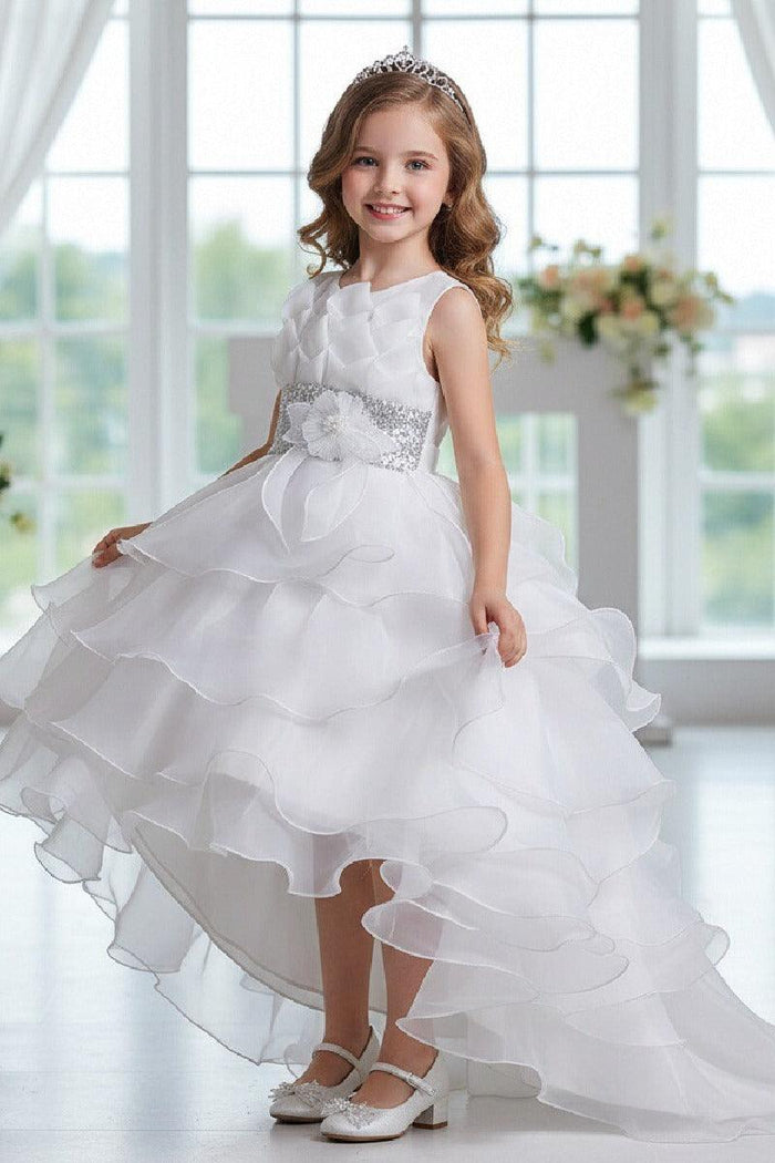 Ball Gown Scoop Neck Sleeveless High-Low Organza Flower Girl Dresses 1029094351500