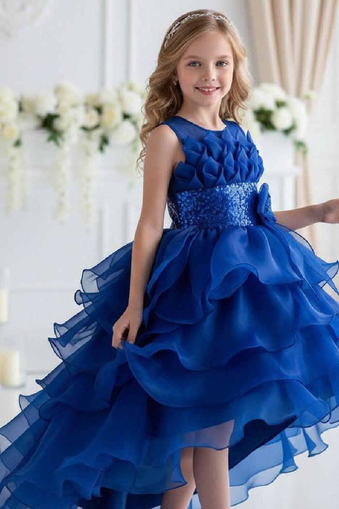 Ball Gown Scoop Neck Sleeveless High-Low Organza Flower Girl Dresses 1029094351500