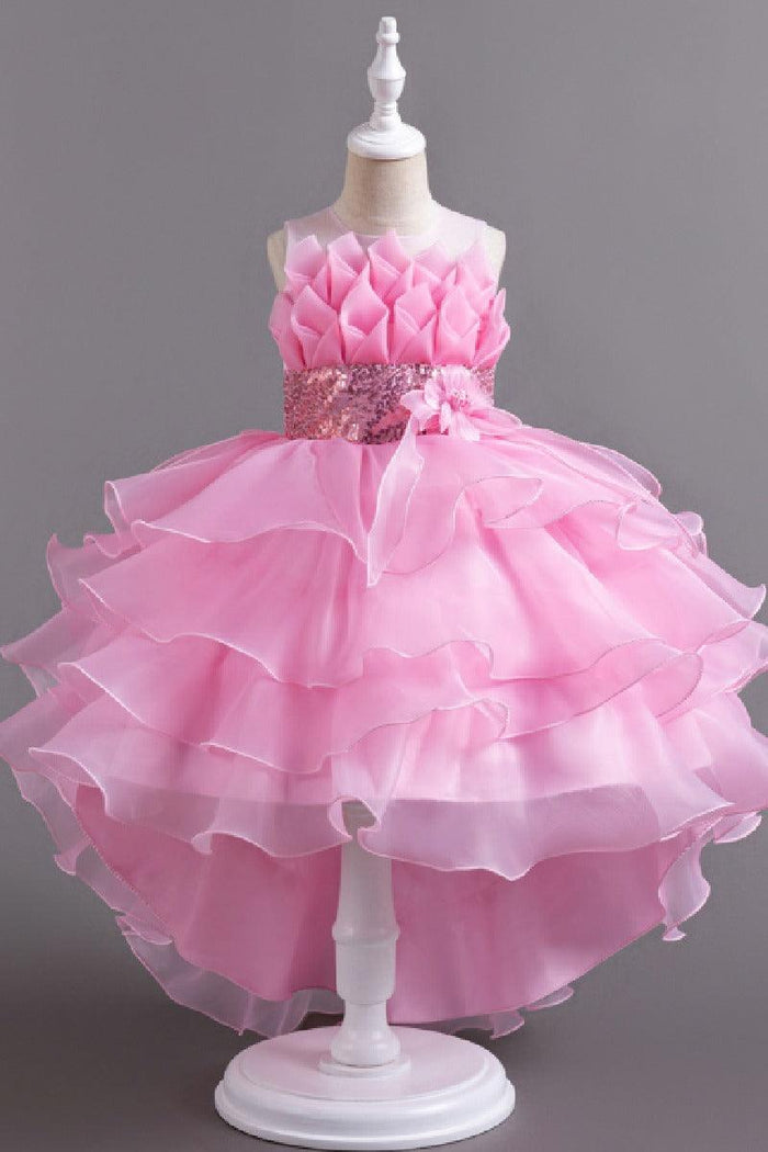 Ball Gown Scoop Neck Sleeveless High-Low Organza Flower Girl Dresses 1029094351500