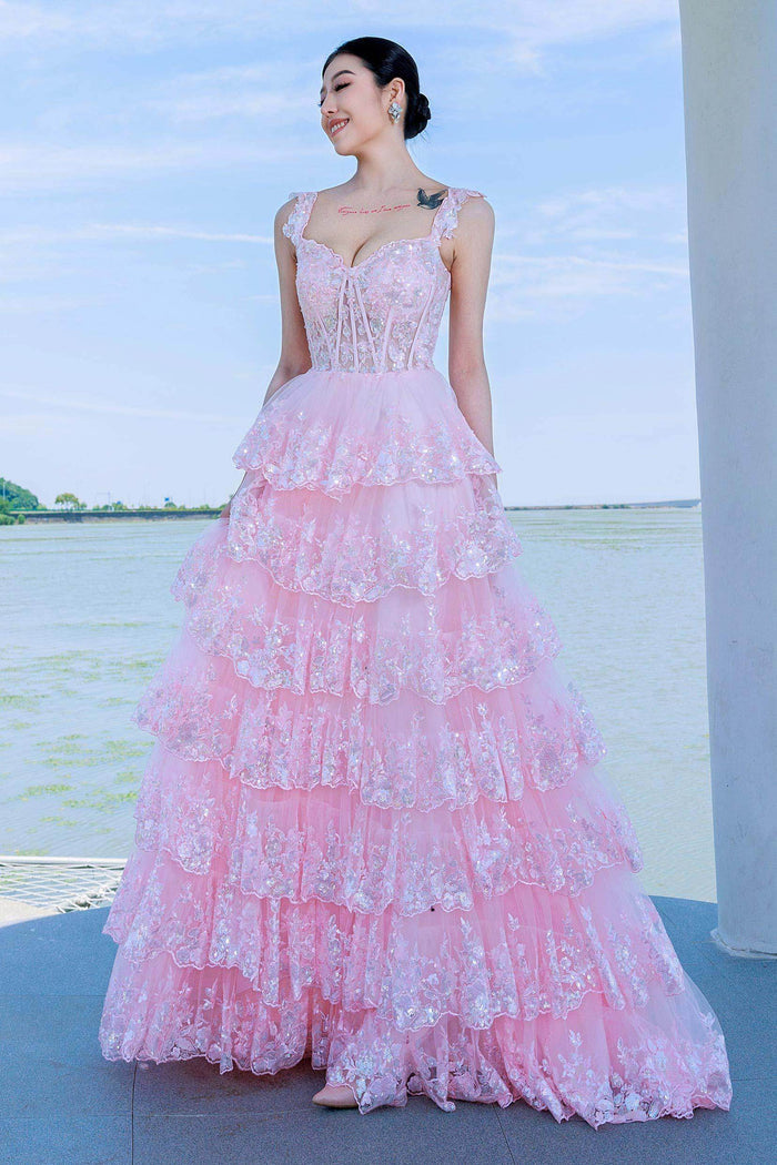 Ball Gown Sweep-Brush Train Tulle Prom Dress CS0481 - COCOMELODY