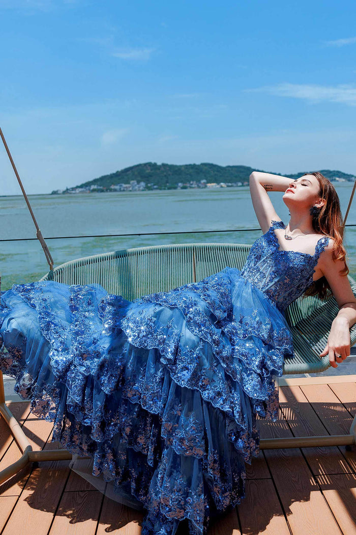 Ball Gown Sweep-Brush Train Tulle Prom Dress CS0481 - COCOMELODY