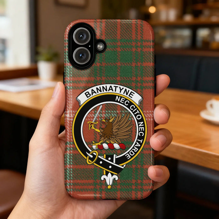 Bannatyne Nec Cito Nec Tarde clan crest glossy phone case – clan artwork detail