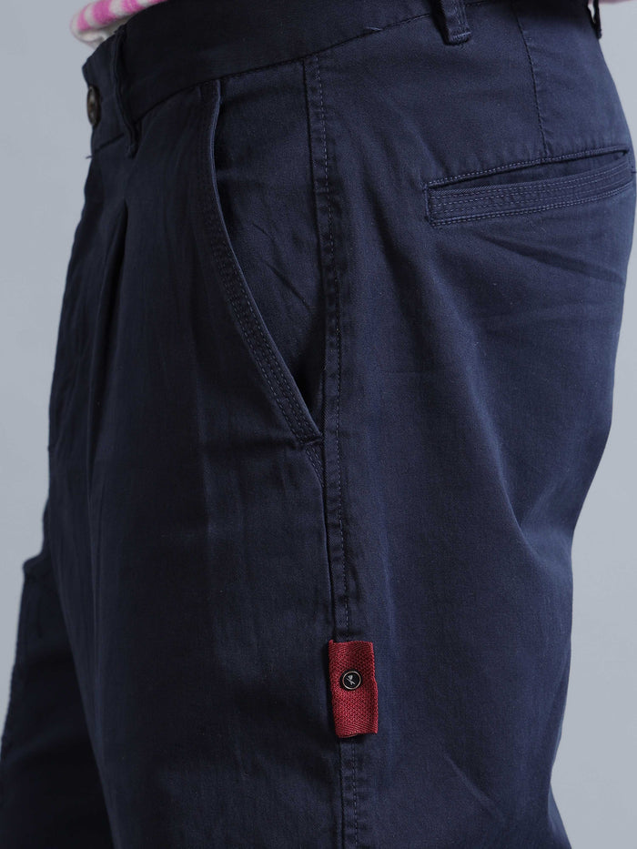 Navy Relaxed Fit Trousers for Men detail view - Battalion Embroidered Trouser by Italian Colony