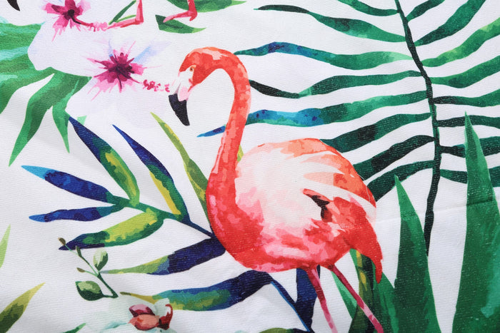 Beach Towel Bag in Watercolor Flamingo White