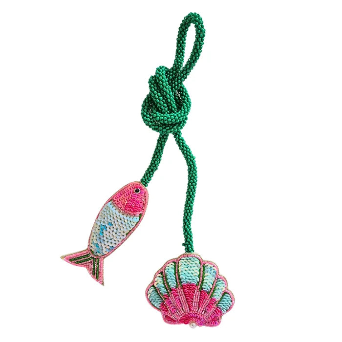 Beaded Bag Charm - Happy As A Clam