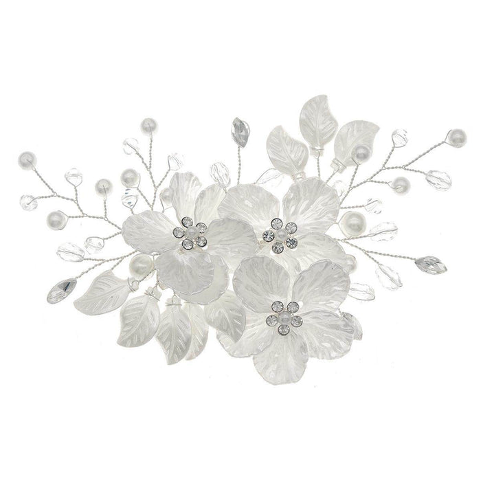 Beautiful acrylic flower set comb bride hair pearl clip Headpieces 736331094787 - COCOMELODY