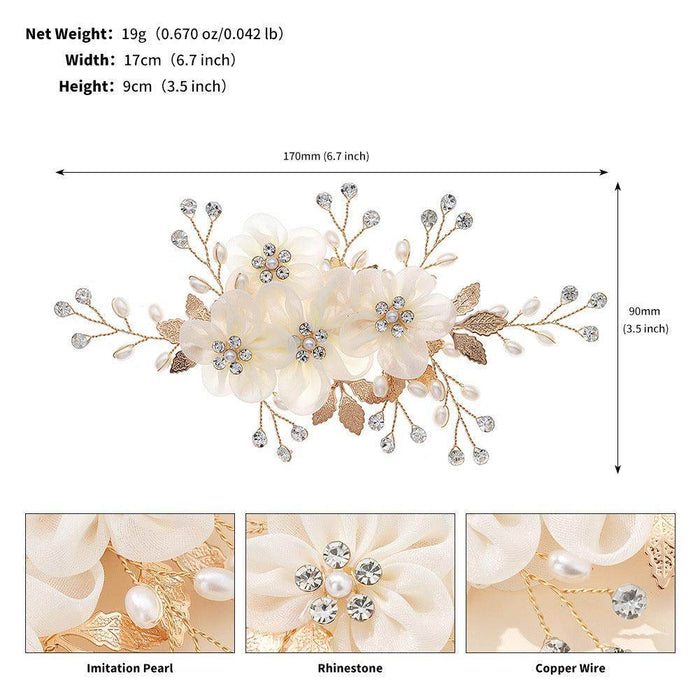 Beautiful white flower handcrafted hair clip Wedding hair accessories Diamond pearl hair clip 753896048928 - COCOMELODY