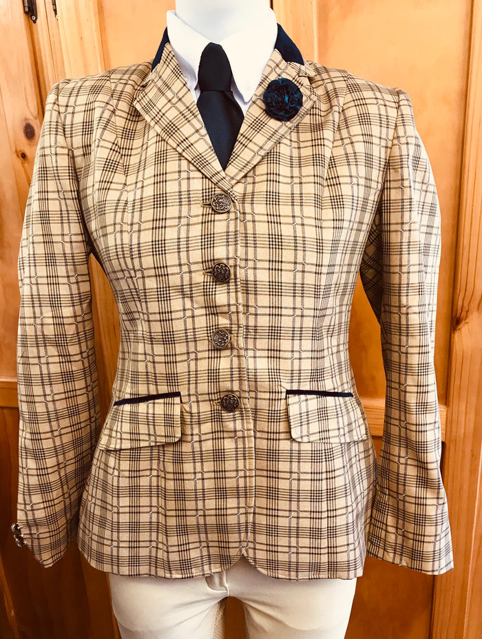 Beige and Black Check with White Specs (616) Adults Show Hunter Jacket