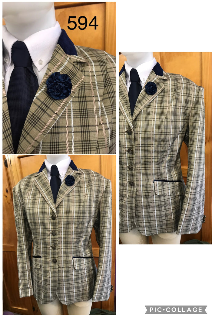 Beige, Black, White and Pale Pink Check (594) Adults Show Hunter Jacket