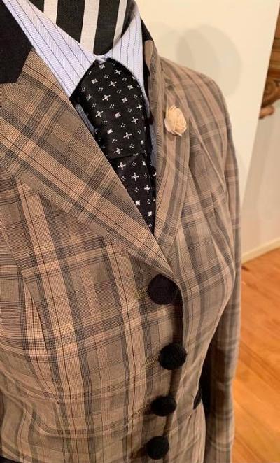 Beige Check With 4 Buttons With Black  Trims (503)