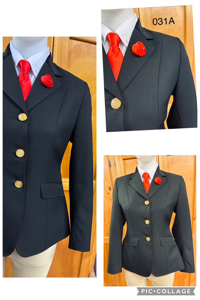 Black Plain Open or Dressage Jacket (Adults) (031)