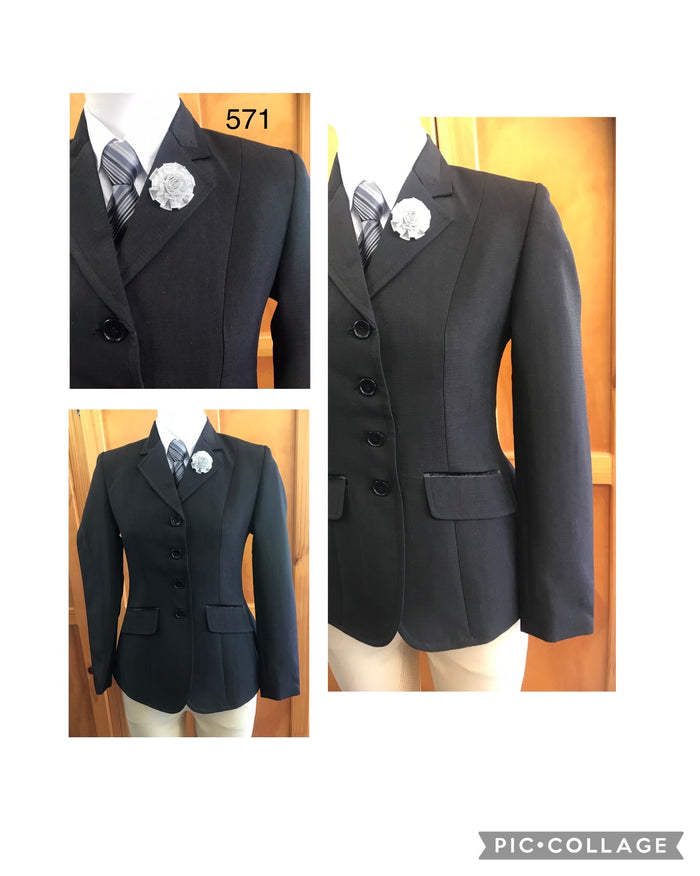 Black Self Check with Black Trim Adults Open/Dressage Jacket (571)