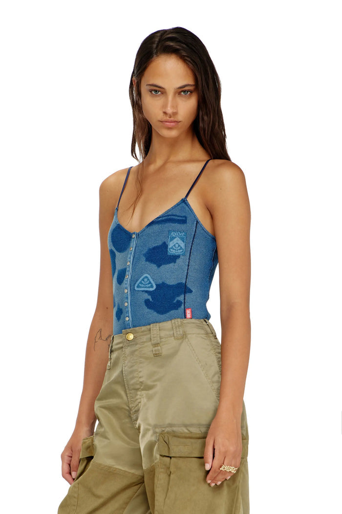 Bodysuit in ribbed jersey with shadow-patch effects