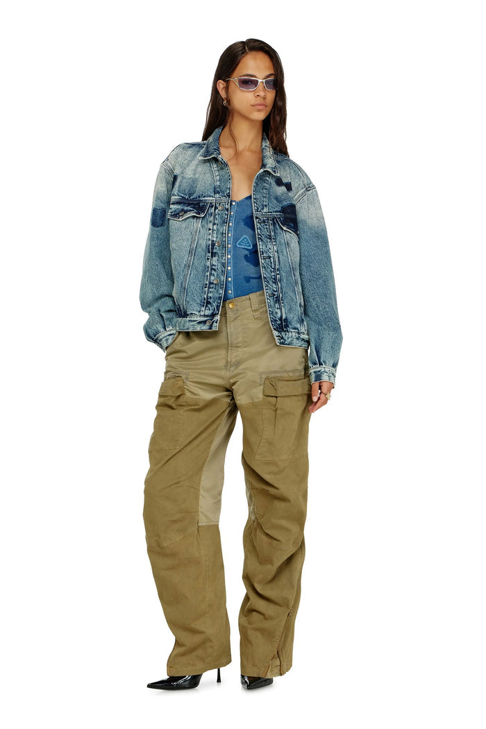 Bodysuit in ribbed jersey with shadow-patch effects
