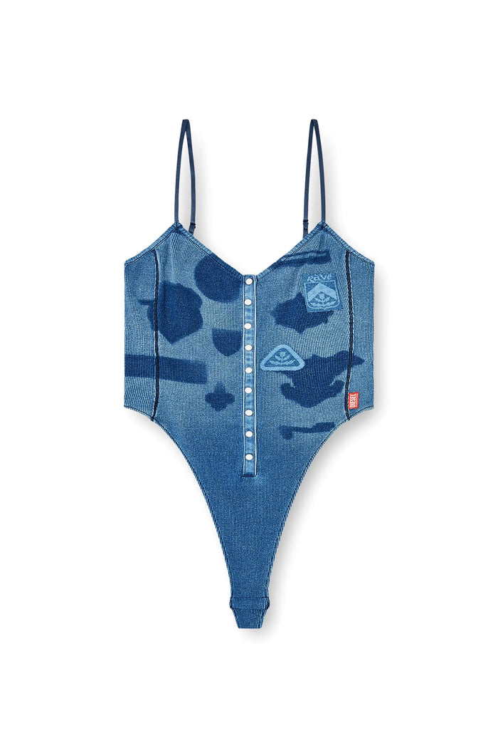 Bodysuit in ribbed jersey with shadow-patch effects
