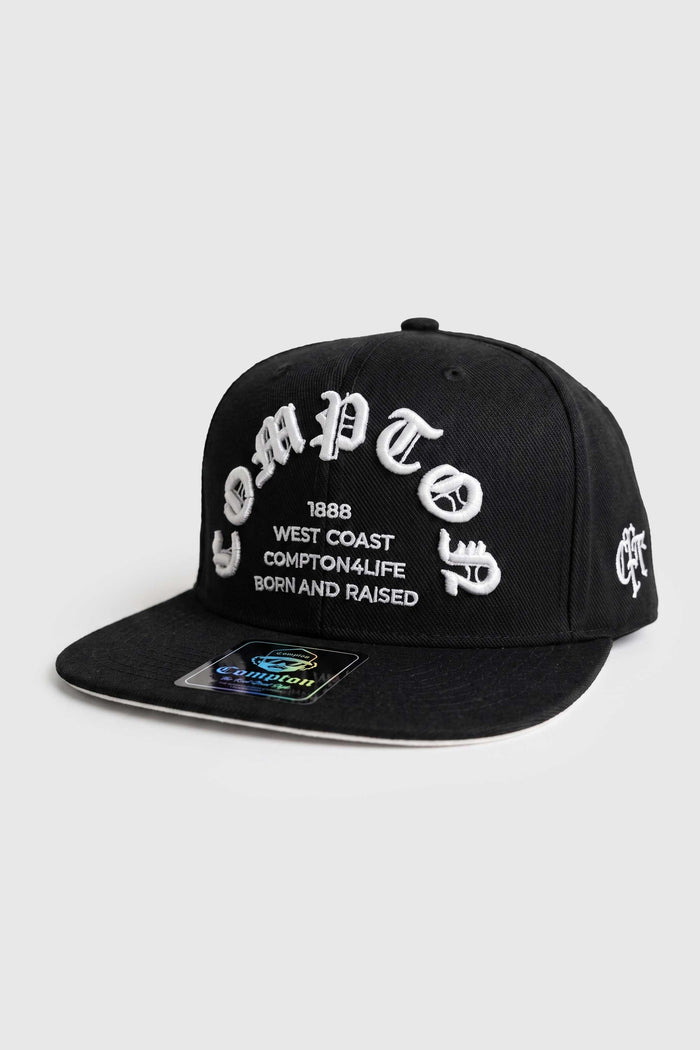 Boné Aba Reta Snapback Compton Born And Raised Preto