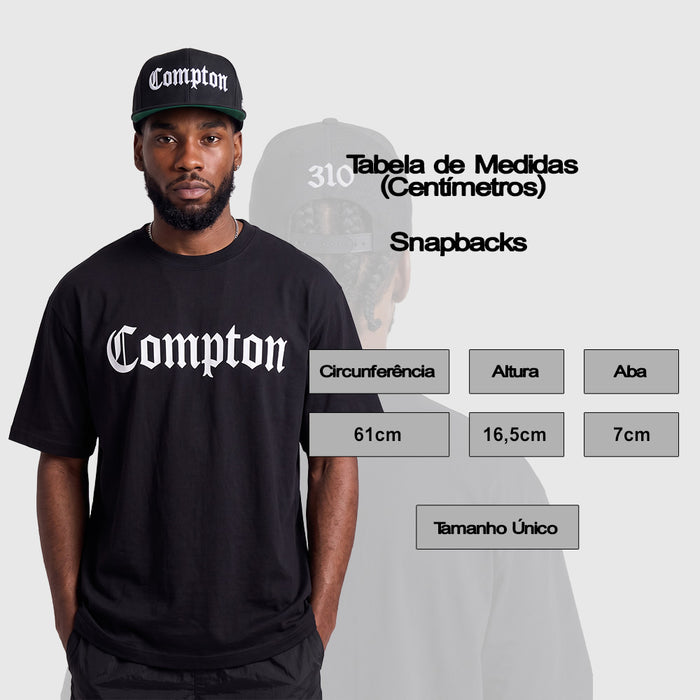 Boné Aba Reta Snapback Compton Clássico - Preto