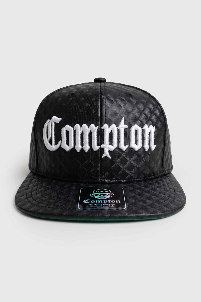 Boné Aba Reta Snapback Compton Clássico Couro - Preto