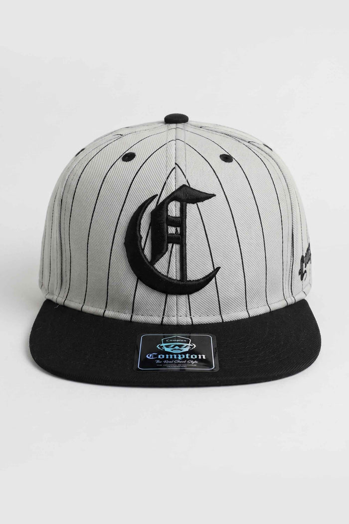 Boné Aba Reta Snapback Compton Logo Pinstripe - Cinza