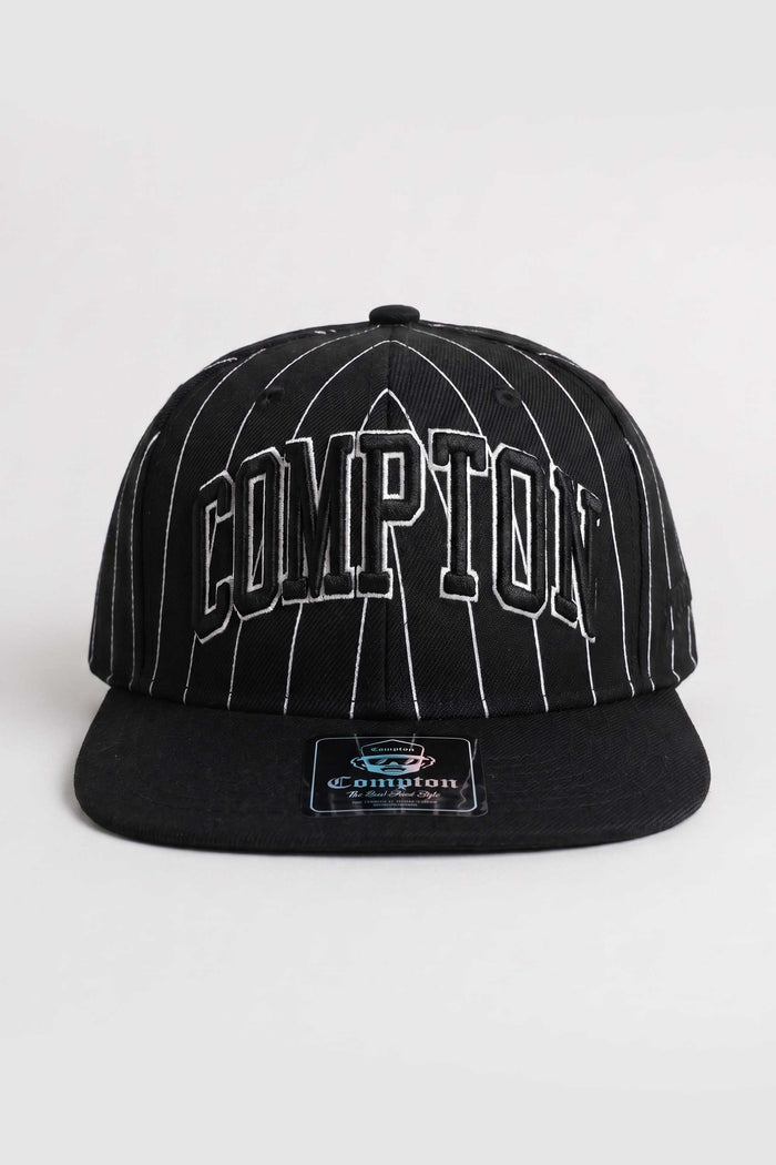 Boné Aba Reta Snapback Compton Urban Pinstripe - Preto