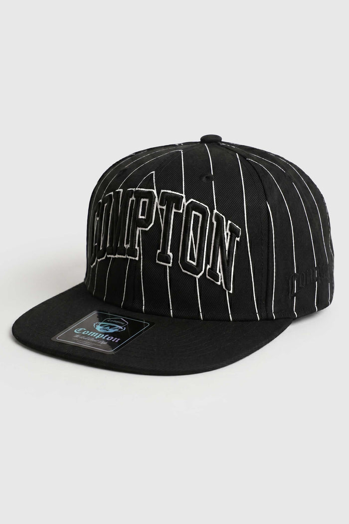 Boné Aba Reta Snapback Compton Urban Pinstripe - Preto