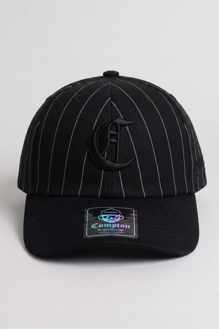Boné Dad Hat Baseball Compton Pinstripe Logo - Preto