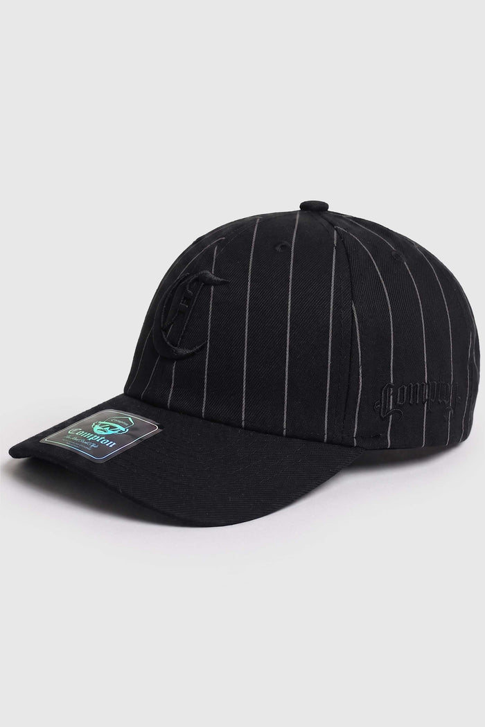 Boné Dad Hat Baseball Compton Pinstripe Logo - Preto