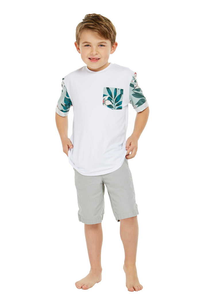 Boy's Hawaiian T-Shirt in Mint Forest