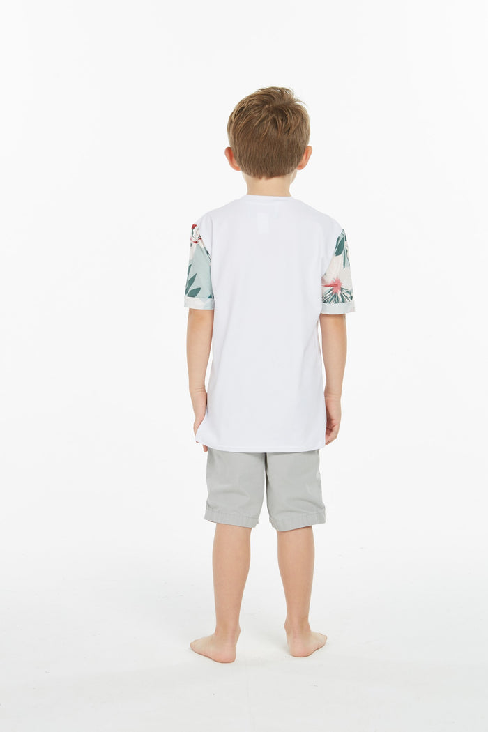 Boy's Hawaiian T-Shirt in Mint Forest