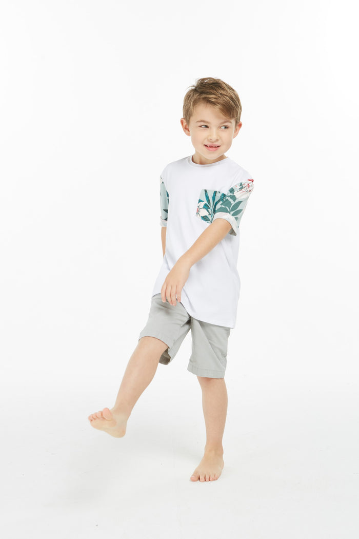 Boy's Hawaiian T-Shirt in Mint Forest