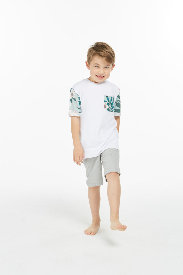 Boy's Hawaiian T-Shirt in Mint Forest