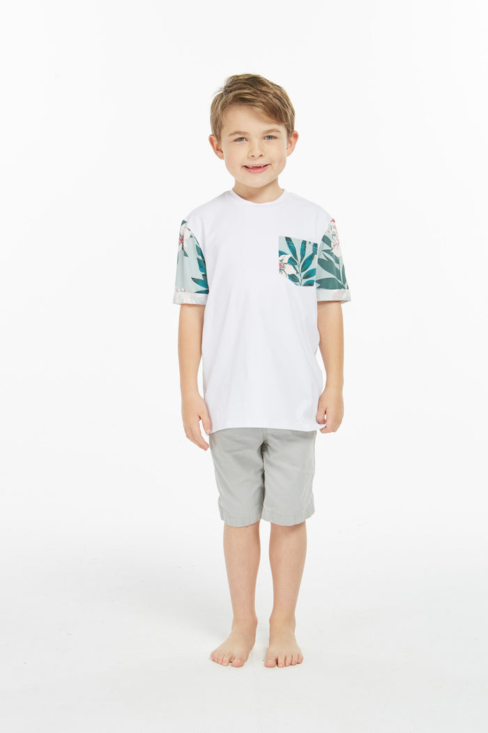 Boy's Hawaiian T-Shirt in Mint Forest