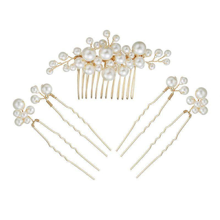 Bridal Accessories Sweet headdress set Handmade pearl U-shaped hair comb 596845385157 - COCOMELODY