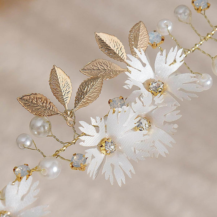 Bridal Headpieces Girls hair pieces Fabric flowers Pearl soft chain headpieces 650978170351 - COCOMELODY