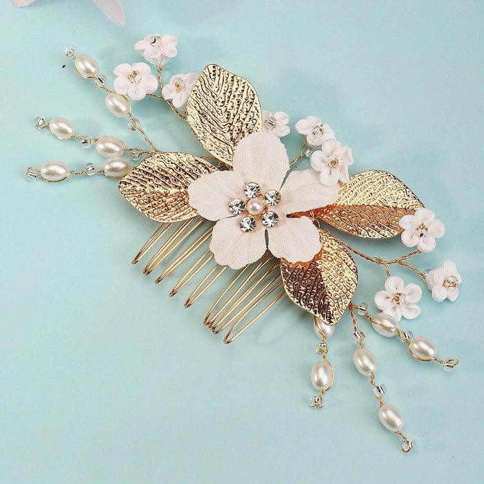 Bridal headwear Hairpin comb Wedding party wedding photo hairpin white polymer clay flower hair comb 768293185702 - COCOMELODY