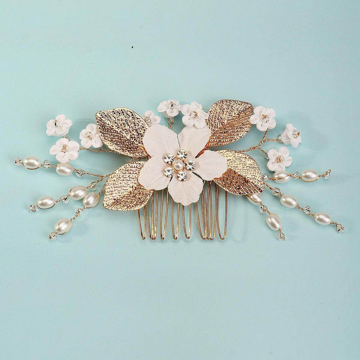 Bridal headwear Hairpin comb Wedding party wedding photo hairpin white polymer clay flower hair comb 768293185702 - COCOMELODY