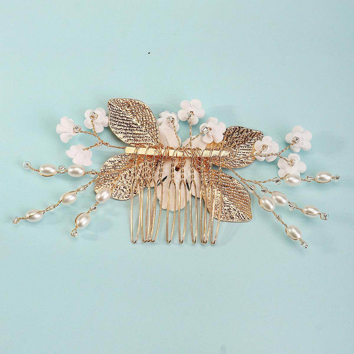 Bridal headwear Hairpin comb Wedding party wedding photo hairpin white polymer clay flower hair comb 768293185702 - COCOMELODY