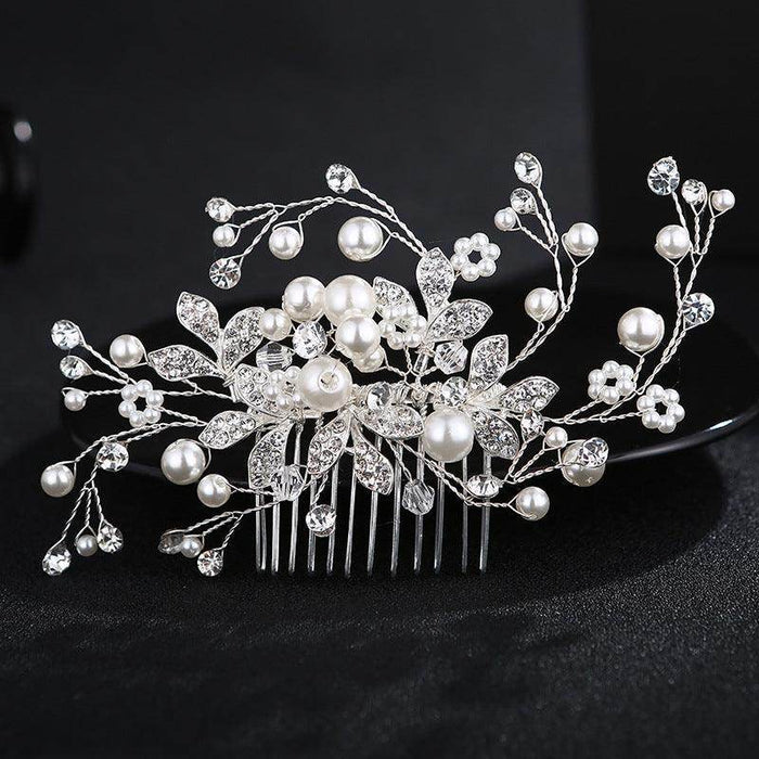 Bridal headwear Wedding accessories Handmade pearl hairdo Combs 524354077005 - COCOMELODY