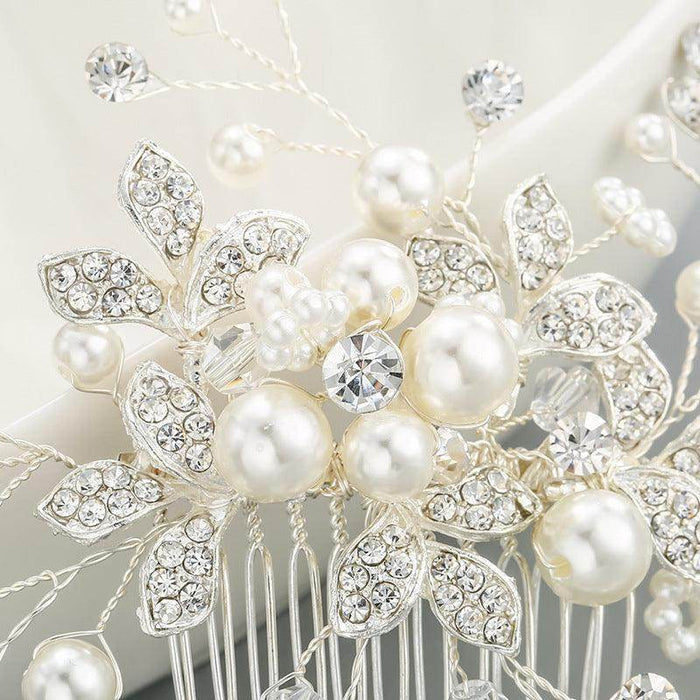 Bridal headwear Wedding accessories Handmade pearl hairdo Combs 524354077005 - COCOMELODY