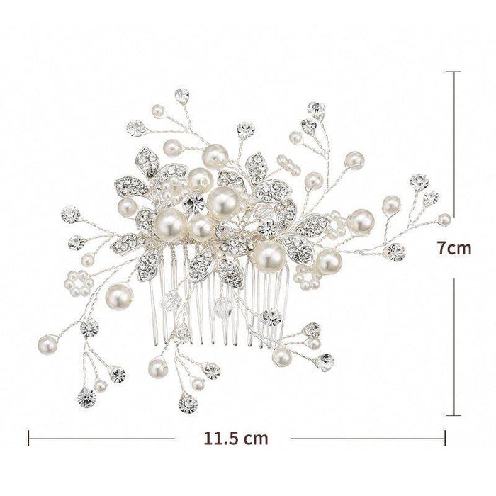 Bridal headwear Wedding accessories Handmade pearl hairdo Combs 524354077005 - COCOMELODY