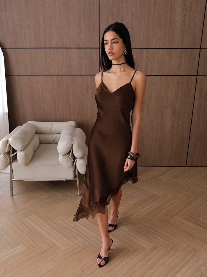 Bronze Whisper Midi Dress - Brown