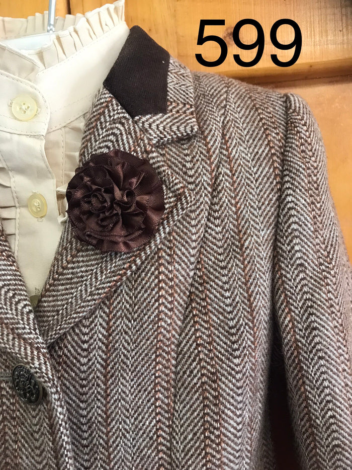 Brown & Cream Herring bone Pattern with Brown Trims Childs Show Hunter (599)