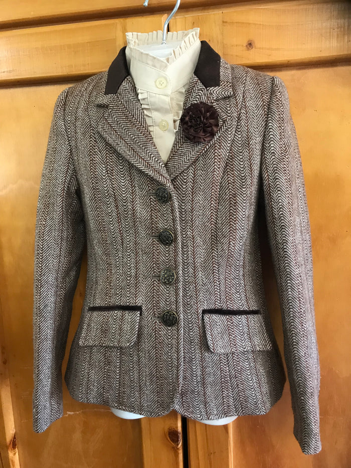 Brown & Cream Herring bone Pattern with Brown Trims Childs Show Hunter (599)