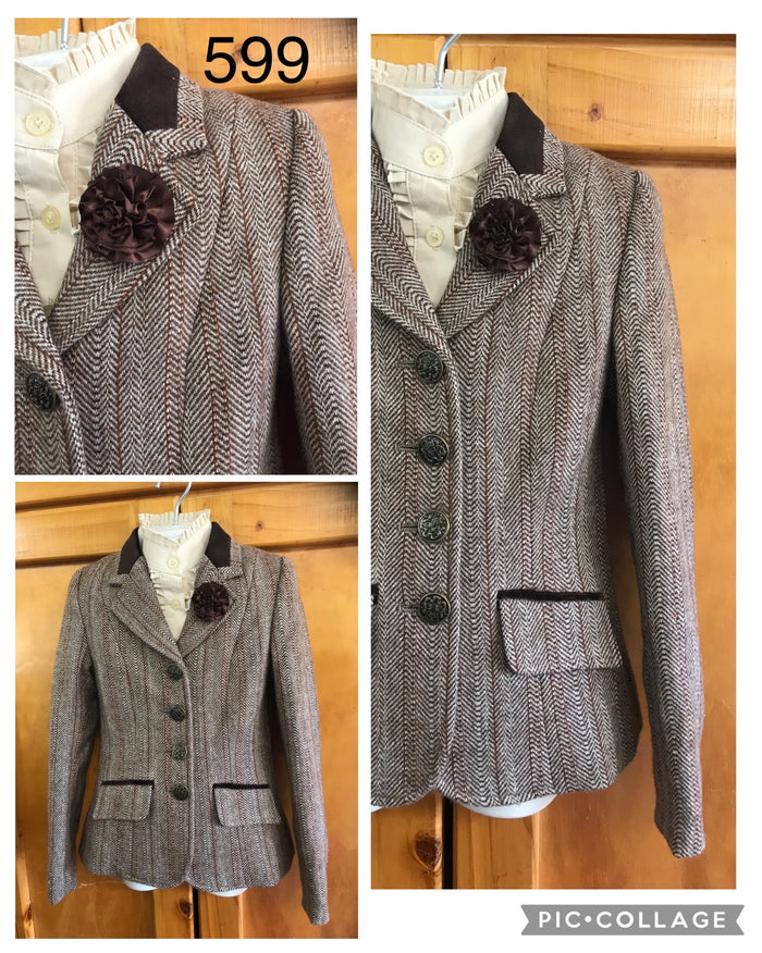 Brown & Cream Herring bone Pattern with Brown Trims Childs Show Hunter (599)
