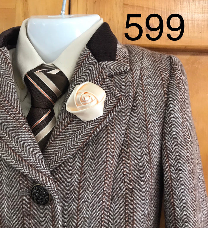Brown & Cream Herring bone Pattern with Brown Trims Childs Show Hunter (599)