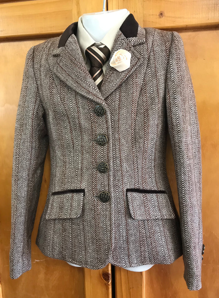 Brown & Cream Herring bone Pattern with Brown Trims Childs Show Hunter (599)