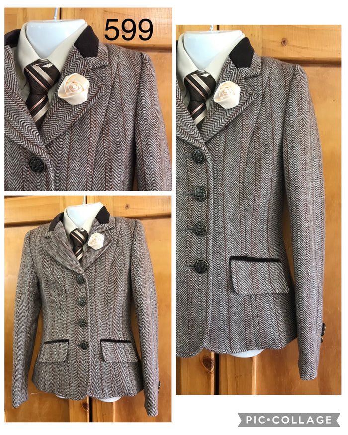 Brown & Cream Herring bone Pattern with Brown Trims Childs Show Hunter (599)