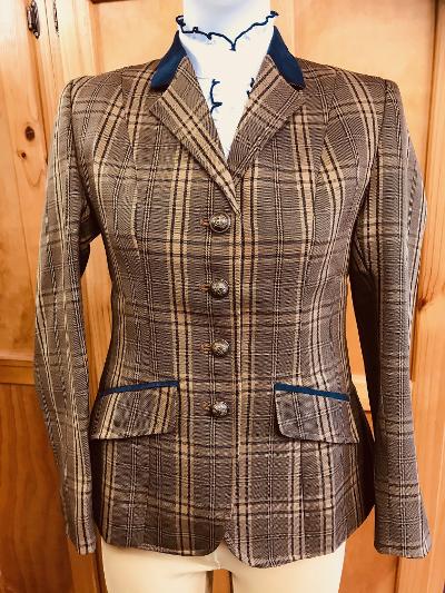 Brown & Dark Cream/Apricot Check Stunning Show Hunter Jacket Adults 547